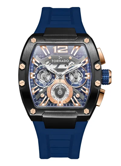 TORNADO Men's Premium Flexible & Durable Silicone Multi Function Watch T23105-BSNNK - 43mm mm